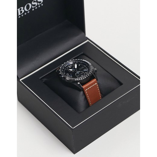 Boss – Męski zegarek z chronografem i brązowym skórzanym paskiem No Size Asos Poland