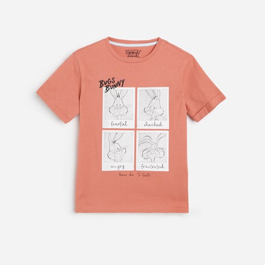 Reserved - Bawełniany t-shirt z nadrukiem Królik Bugs - Różowy Reserved 134 promocja Reserved