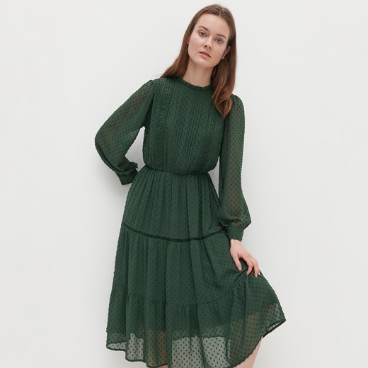 Reserved - Sukienka w kolorze butelkowej zieleni - Turkusowy Reserved 38 promocyjna cena Reserved