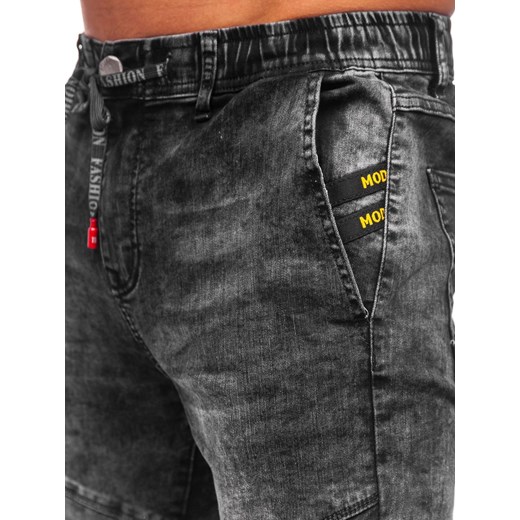 Czarne spodnie jeansowe joggery męskie Denley T369 30/S wyprzedaż Denley