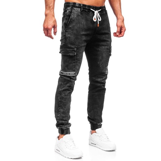 Czarne spodnie jeansowe joggery bojówki męskie Denley T371 34/L okazyjna cena Denley
