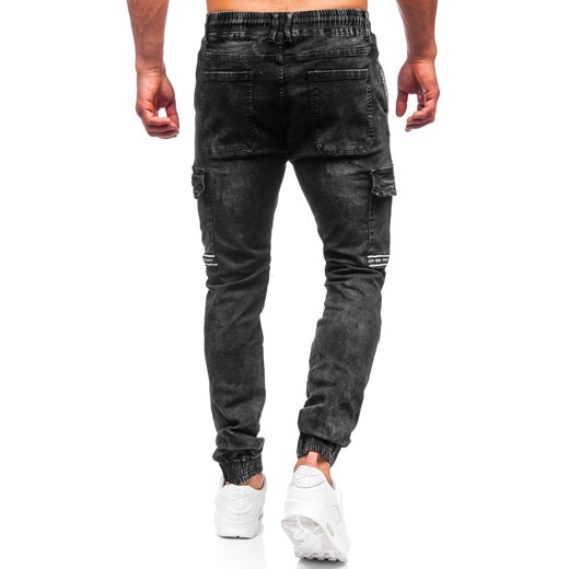 Czarne spodnie jeansowe joggery bojówki męskie Denley T371 34/L Denley wyprzedaż