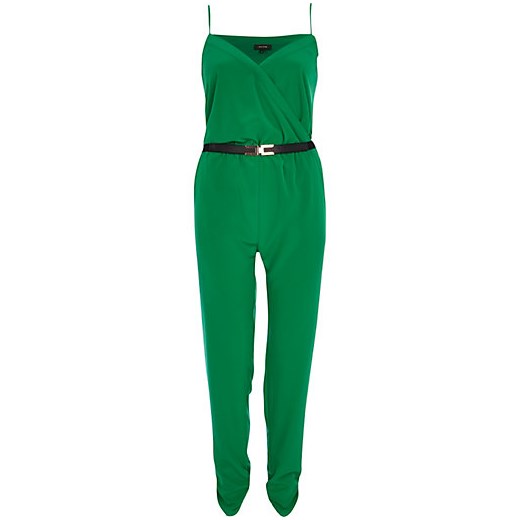 Green wrap front jumpsuit river-island zielony 