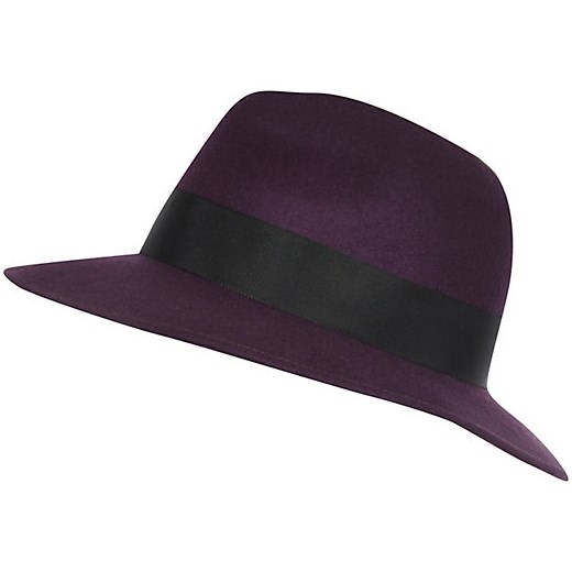 Dark purple fedora hat river-island czarny 