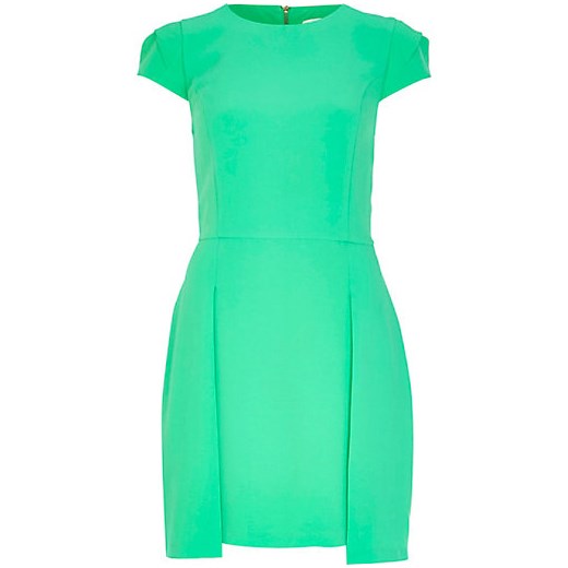 Green stepped hem shift dress river-island mietowy 