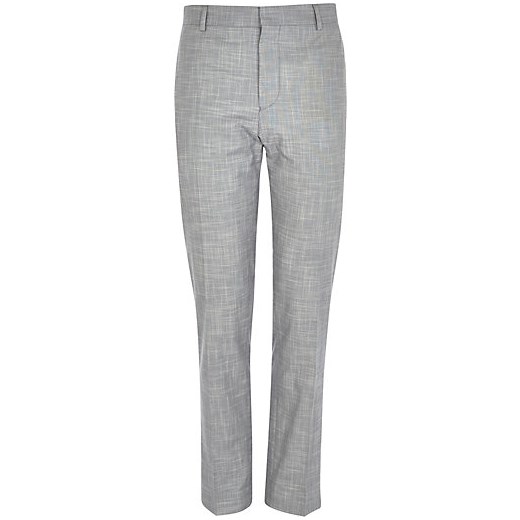 Light grey slub skinny suit trousers river-island szary 