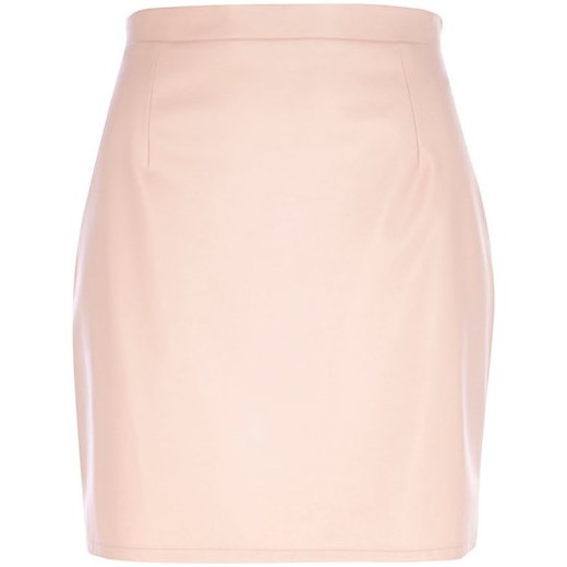 Light pink leather-look mini skirt river-island bezowy mini