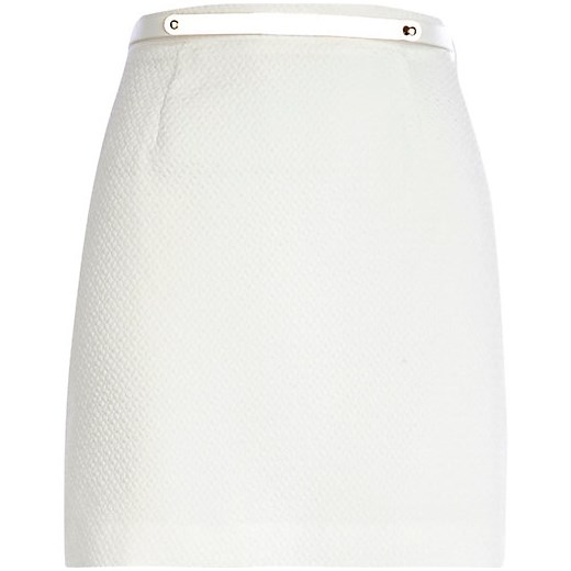 White textured belted mini skirt river-island bialy mini