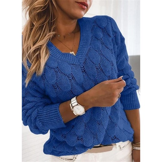 Sweter z plecionej dzianiny dziurami niebieski (S) Sandbella XL sandbella