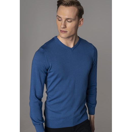 Niebieski sweter męski w serek Recman VITTEL Recman M Eye For Fashion