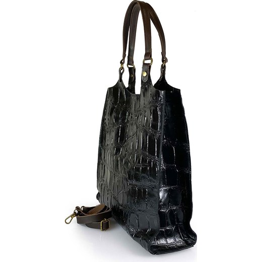 Skórzany shopper bag "Prince" w kolorze czarnym - 32 x 35 x 13 cm Ore10 onesize okazyjna cena Limango Polska