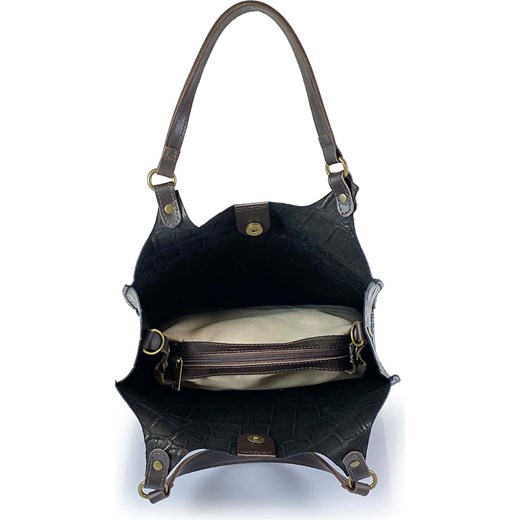 Skórzany shopper bag "Prince" w kolorze czarnym - 32 x 35 x 13 cm Ore10 onesize okazyjna cena Limango Polska