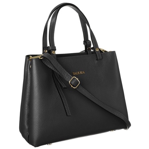 Shopper bag BADURA elegancka czarna skórzana duża 