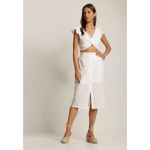 Biały 2-Częściowy Komplet Brethise ze sklepu Renee odzież w kategorii Komplety i garnitury damskie - zdjęcie 112639690