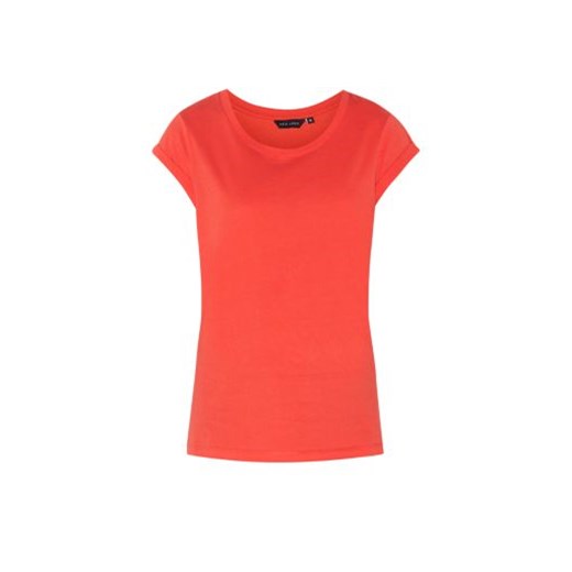 Red Roll Sleeve Plain T-Shirt newlook pomaranczowy t-shirty