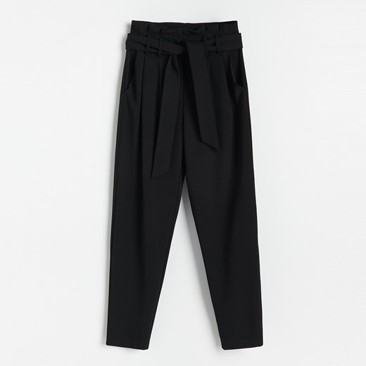 Reserved - Dzianinowe spodnie z wysokim stanem - Czarny Reserved L Reserved