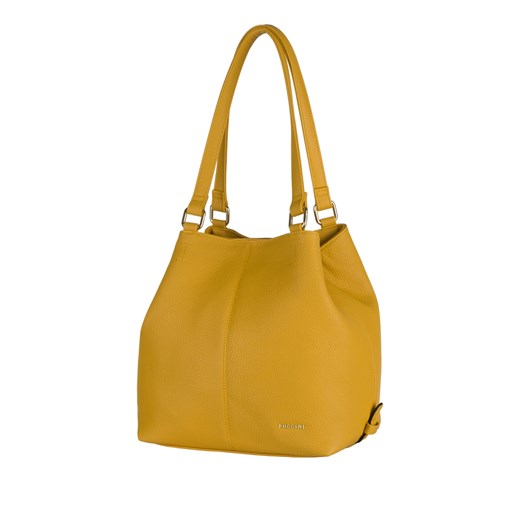 Shopper bag Puccini matowa żółta ze skóry ekologicznej na ramię 