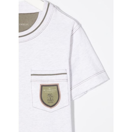 T-shirt chłopięce Brunello Cucinelli biały z krótkimi rękawami 