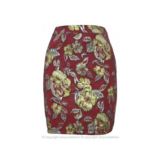 Żakardowa spódnica burgundowa are-you-fashion czerwony spódnica