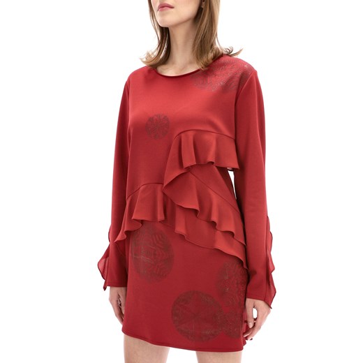 Czerwona sukienka z falbankami Desigual FLOPO Desigual XL Eye For Fashion