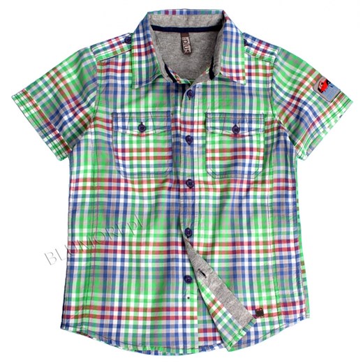 Lekka koszula chłopięca w kratkę 128 - 164 KS2 blumore-pl zielony bawełniane