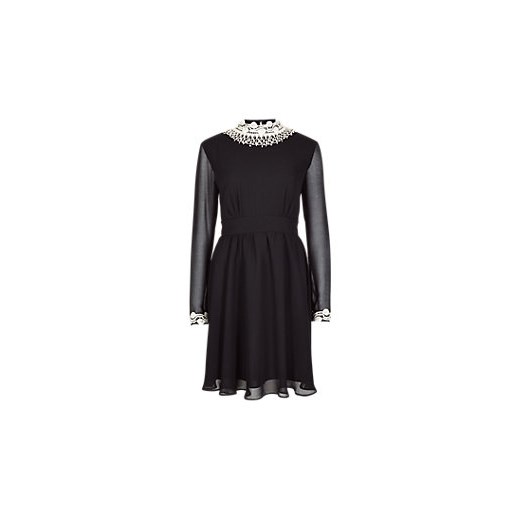 Lace Trim Fit & Flare Dress  marks-and-spencer czarny fit