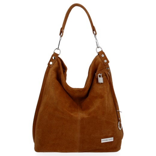 Shopper bag Vittoria Gotti matowa zamszowa na ramię 