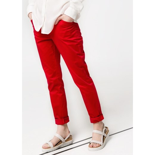 Bawełniane spodnie rurki  mango czerwony elastyczne