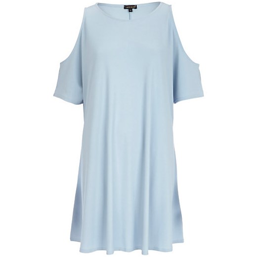 Light blue cold shoulder t-shirt dress river-island mietowy t-shirty