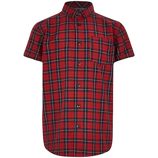 Boys red tartan check shirt river-island czerwony t-shirty