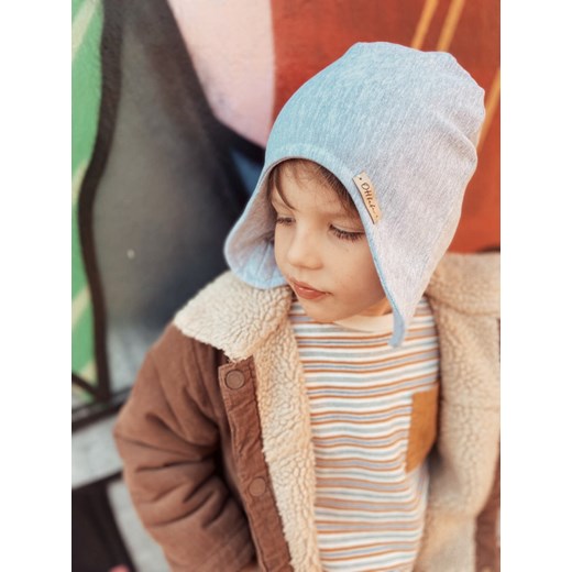 Czapka z uszami i komin - komplet - Bawełna szary melanż 6-9m - 43cm do 47cm Oh Babe