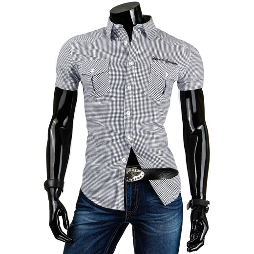 Koszula z krótkim rękawem (kx0239) - Biały dstreet szary koszule