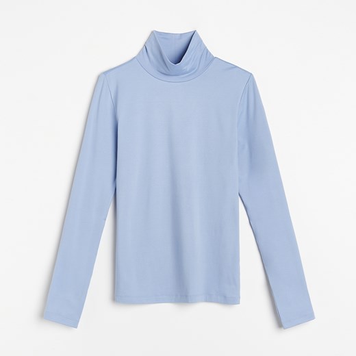 Reserved - Dzianinowa bluzka z golfem - Niebieski Reserved M wyprzedaż Reserved