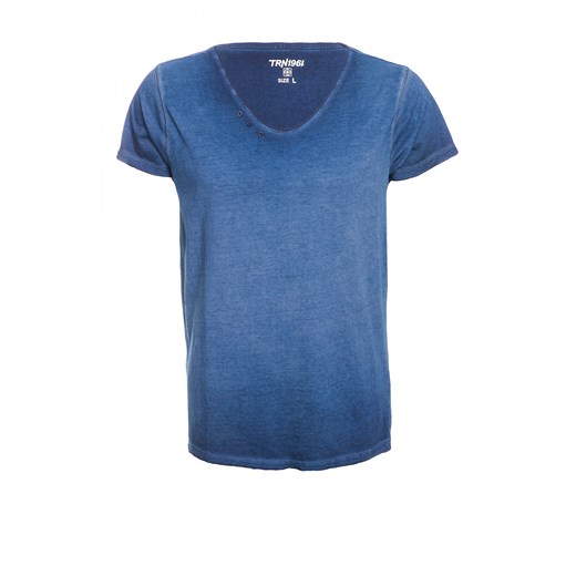 Plain grandad collar t-shirt terranova niebieski t-shirty