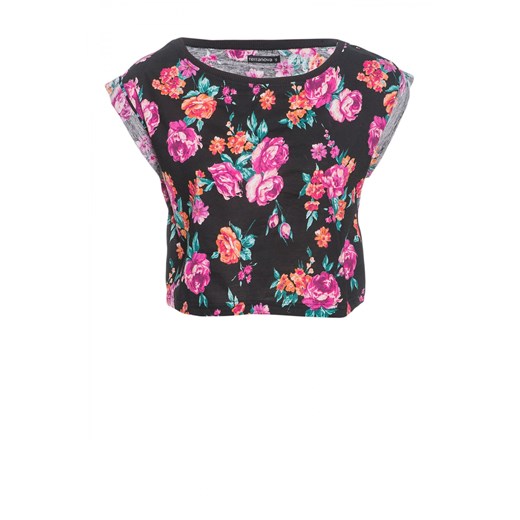 Floral cropped t-shirt terranova szary szorty