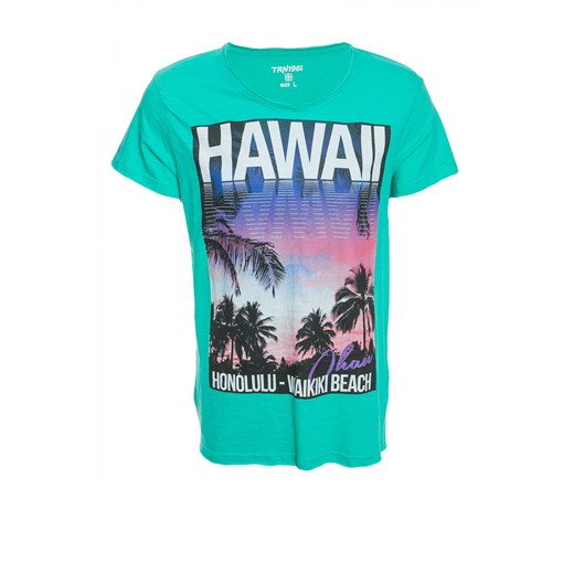 Crew neck Hawaii t-shirt terranova turkusowy szorty