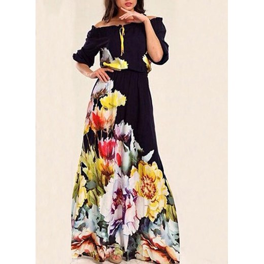 Cikelly sukienka z dekoltem typu hiszpanka na co dzień wielokolorowa 