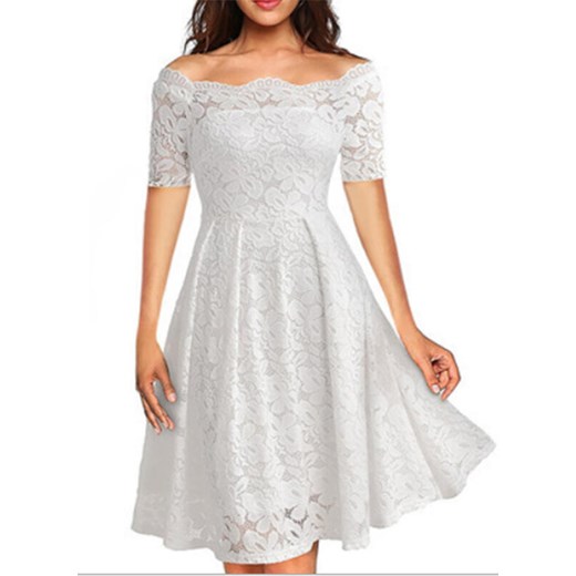 Sukienka biała Cikelly mini z krótkimi rękawami w kwiaty 