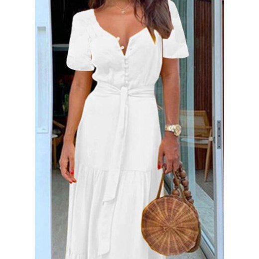 Sukienka Cikelly biała elegancka maxi 