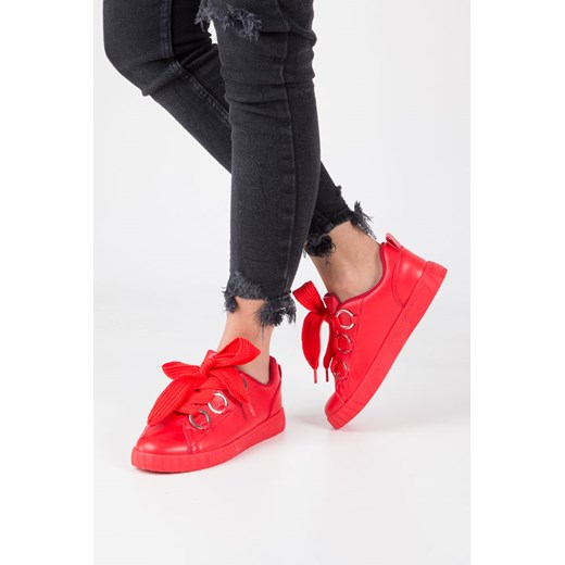 Czerwone buty sportowe creepersy na platformie sznurowane Casu AB-67 Casu 38 promocyjna cena Casu.pl