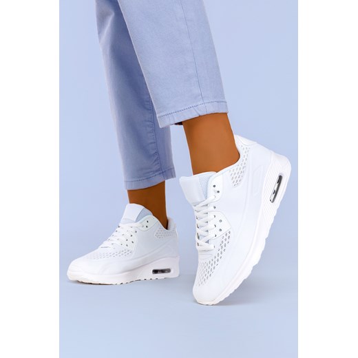 Białe sneakersy na koturnie buty sportowe sznurowane Casu B3363-5 Casu 39 promocyjna cena Casu.pl