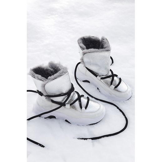 Białe śniegowce HIT na platformie z futerkiem Casu 20218 Casu 36 okazja Casu.pl