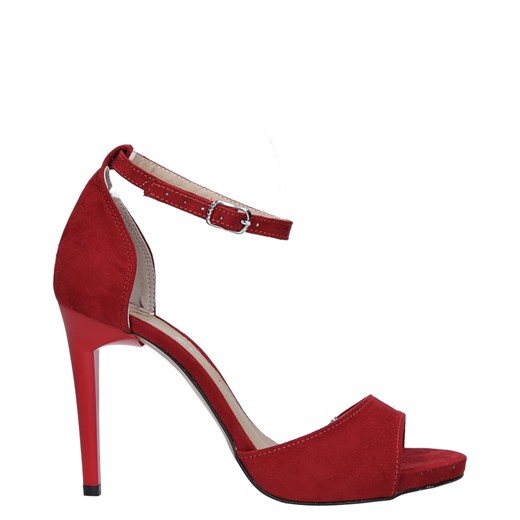 Czerwone sandały szpilki z zakrytą piętą i paskiem wokół kostki Casu 1590/1 Casu 40 promocyjna cena Casu.pl