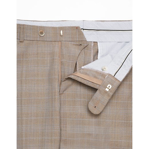 Beżowe garniturowe spodnie w kratę slim fit Winman HALWIN 315/A Recman 182/88 Eye For Fashion