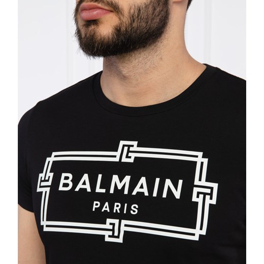 T-shirt męski BALMAIN młodzieżowy z napisem 