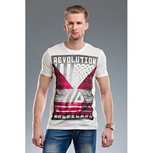 DENIM 73 koszulka REVOLUTION AMERICANO blackroom-pl brazowy aplikacje