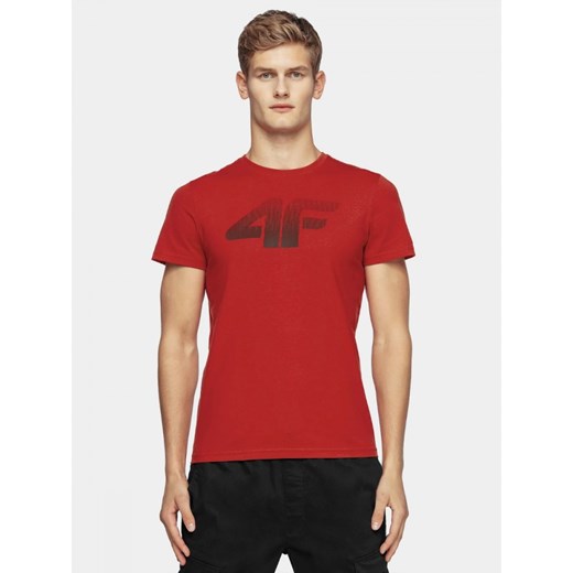 4F Koszulka Męska Bawełniana T-Shirt Duże Logo Czerwona L darcet