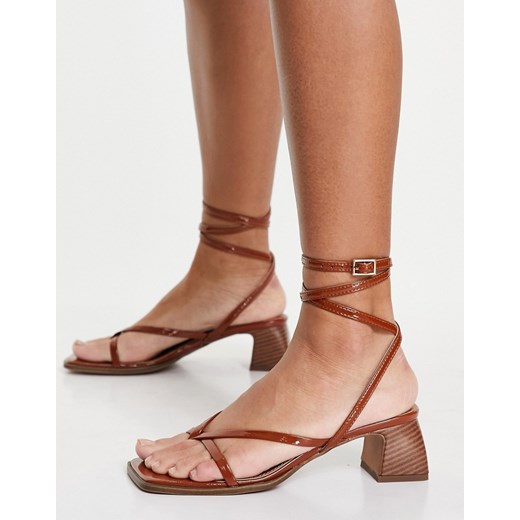 Sandały damskie Asos eleganckie z klamrą skórzane 