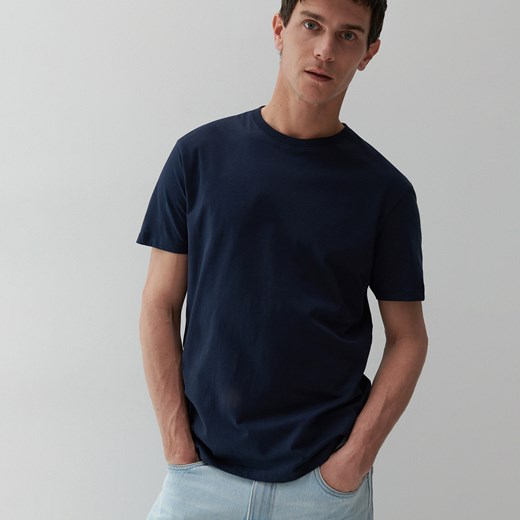 Reserved - T-shirt z bawełny organicznej - Granatowy Reserved XS Reserved