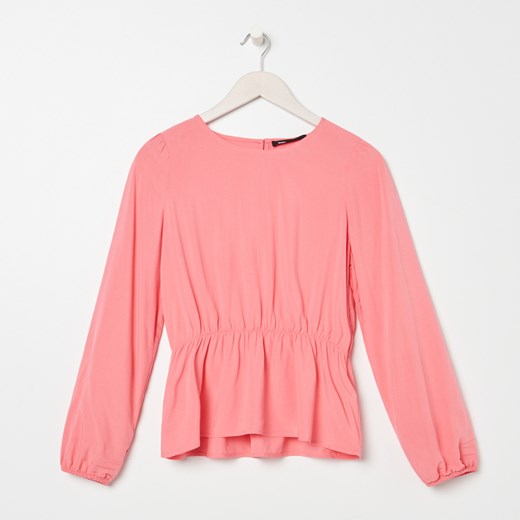 Sinsay - Bluzka z falbanką - Różowy Sinsay S Sinsay